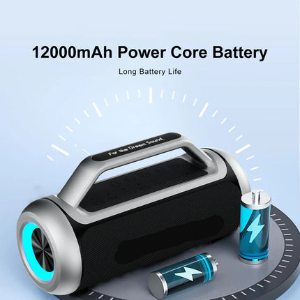 High-Power Portable Party Speaker with RGB Effects, 120W Output & All-Day Battery