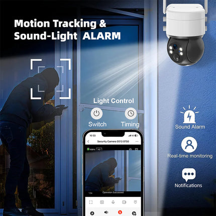 Smart Solar-Powered Outdoor Surveillance Camera with Pan & Tilt, Full-Color Night View and Voice Talk