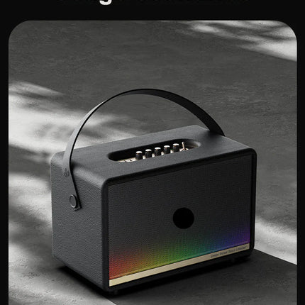 High-Power Portable Bluetooth Speaker System with Dual Wireless Mics, RGB Lights & Water-Resistant Body