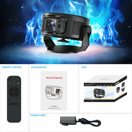 Compact HD LED Projector Android System WiFi6 Bluetooth 200 Lumens