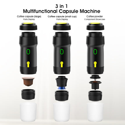 Portable 20 Bar Capsule Coffee Maker 0.6L Self-Heating & Cold Brew, Rechargeable for Car & Travel