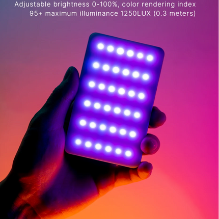 Rechargeable Pocket RGB Camera Light 5W Adjustable 2500 to 9000K for Live Streaming Selfies Shoots