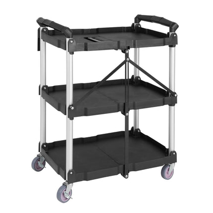 3-Tier Plastic Serving Trolley with Aluminum Frame for Restaurant and Kitchen Service