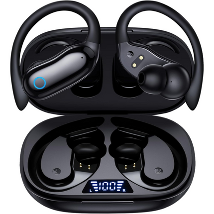 Portable Wireless Sports Earbuds with Clip-On Ear-Hooks, 48H Battery, ENC Calls & IPX7 Waterproof