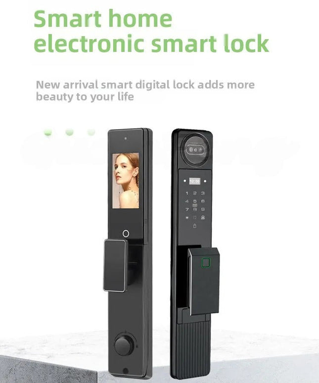 Matte Black Smart Digital Door Lock for Wood and Metal Doors 50 Faces 100 Codes