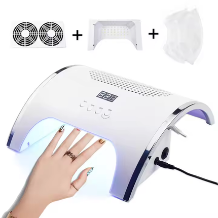 Professional 2-in-1 Nail Lamp with Dust Collector 80W Dual Fan Salon Machine