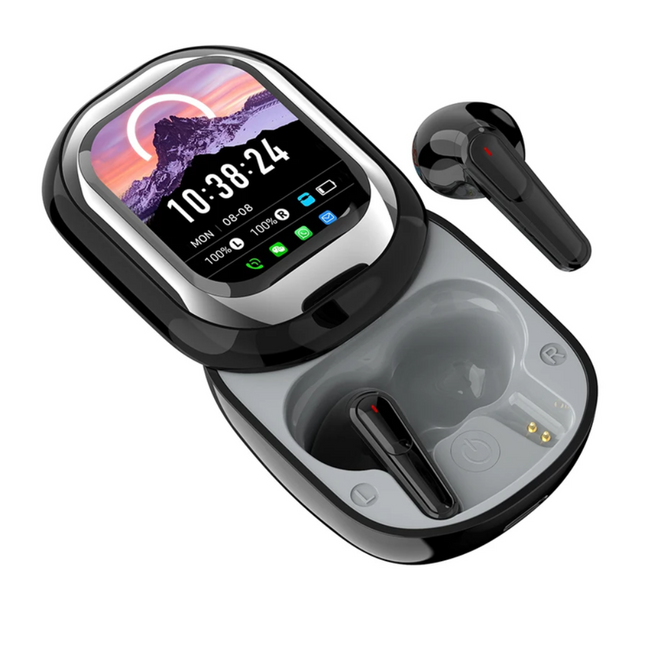 Wireless Smart Translator Earbuds with TFT Touch Screen, Real-Time Voice Translation and Charging Case