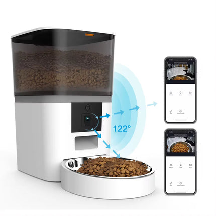 Automatic WiFi Pet Food Dispenser with Camera, Two-Way Audio & Smart Scheduling