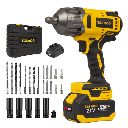 21V Cordless Impact Wrench Heavy Duty Brushless 1/2 Inch Drive with Lithium Battery
