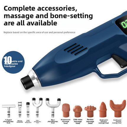 Portable Electric Percussion Massage Gun with Adjustable Force & Interchangeable Heads – Gold