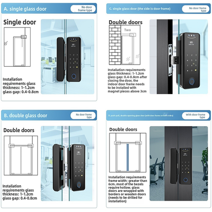 Smart Fingerprint Door Lock with Scramble PIN Code, Type-C Emergency Power Support