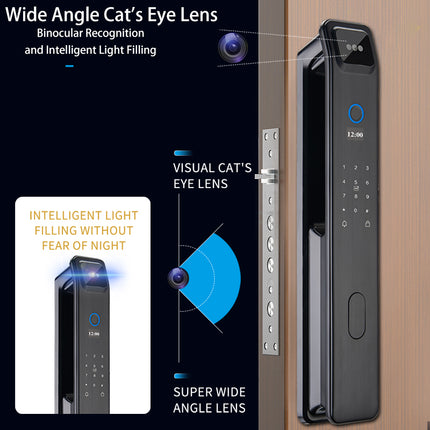 Electronic Door Lock with Real-Time Video Intercom, Facial Recognition and Multiple Unlock Options