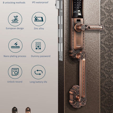 Smart WiFi Fingerprint Door Lock IP65 Waterproof with Keypad Card & App Access
