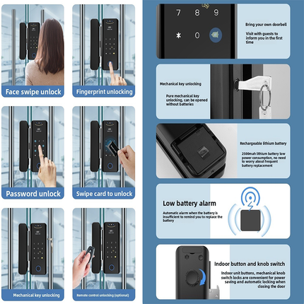 Smart Fingerprint Door Lock with Scramble PIN Code, Type-C Emergency Power Support