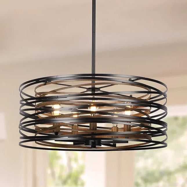 Creative Industrial Vortex Pendant Lamp – Vintage Indoor Lighting for Dining, Café & Office Spaces