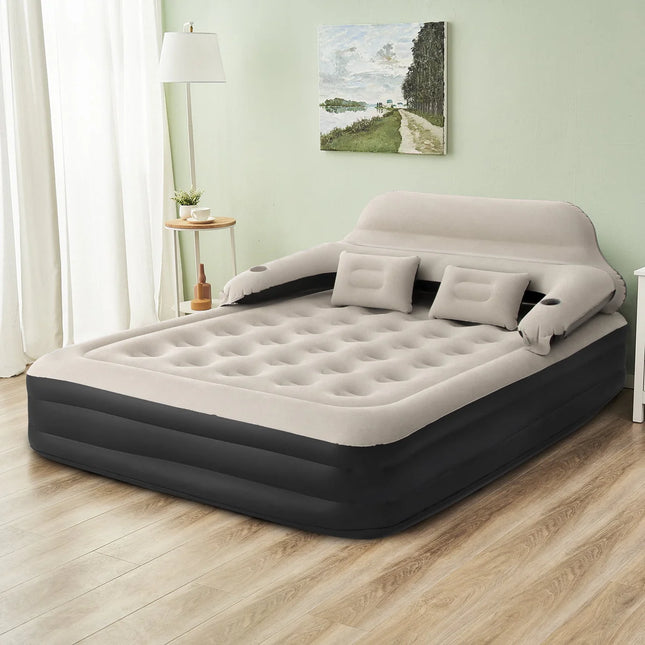Portable Inflatable Sleeping Bed with Backrest for Camping & Guests