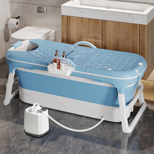 Portable 1.5m Collapsible Bath Tub for Adults with Reinforced Legs & Massage Base