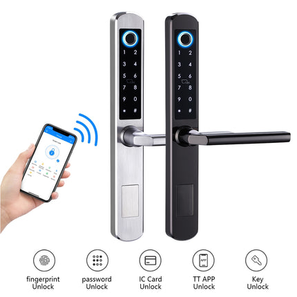 Smart Fingerprint Door Lock with Touch Keypad, App Access for Wooden & Aluminium Doors