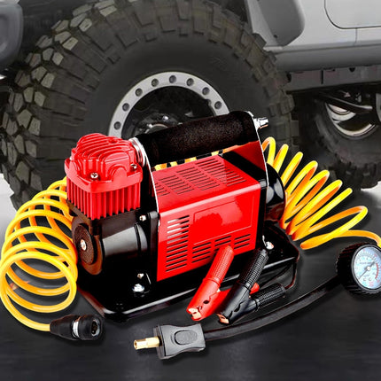 Portable 12V Tire Air Compressor with High-Speed 300L/Min Pump & Pressure Gauge for Cars & Trucks