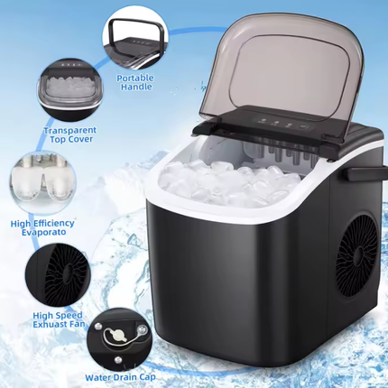 Countertop Self-Cleaning Ice Maker 15kg Daily Output for Home/Office