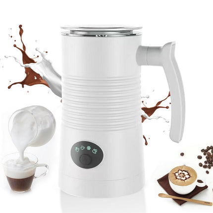 Automatic Electric Milk Frother with 4 Foam Settings, 400W, Compact Design for Home Use