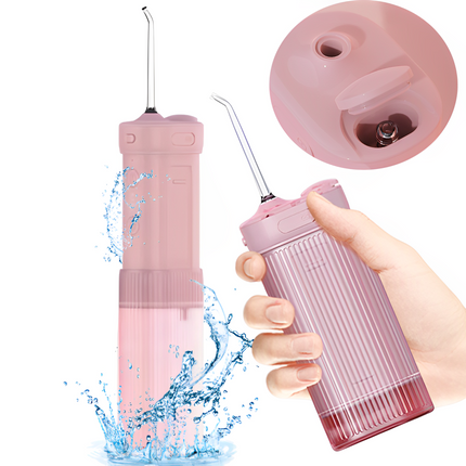 Rechargeable Cordless Water Flosser, IPX7 Waterproof, 360° Rotating Nozzles