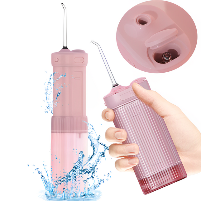 Rechargeable Cordless Water Flosser, IPX7 Waterproof, 360° Rotating Nozzles