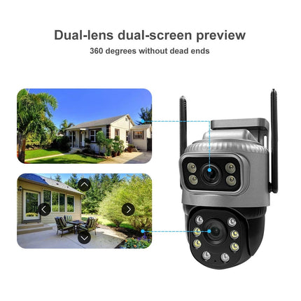 4G Wireless Dual Lens CCTV Security Camera IP65 Night Vision Pan Tilt Control