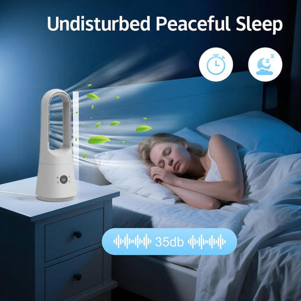 2-in-1 Portable Cooling & Heating Tower Fan 1200W Compact Space-Saving Design White