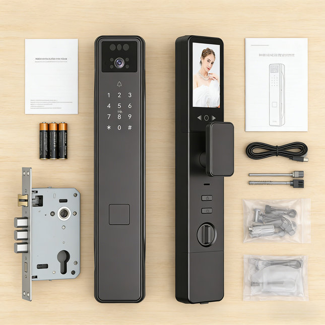 Smart Door Lock with Face Recognition, Finger Vein Access, Key Entry and Tuya App Support