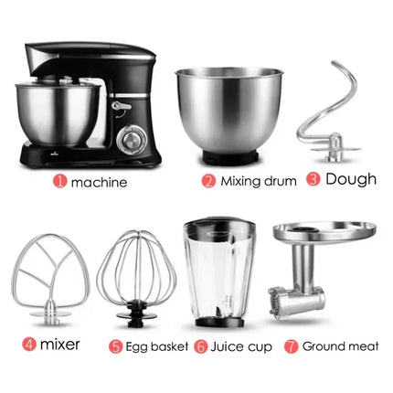 Professional 7-Liter Kitchen Stand Mixer with 1300W Motor and Multi-Speed Control