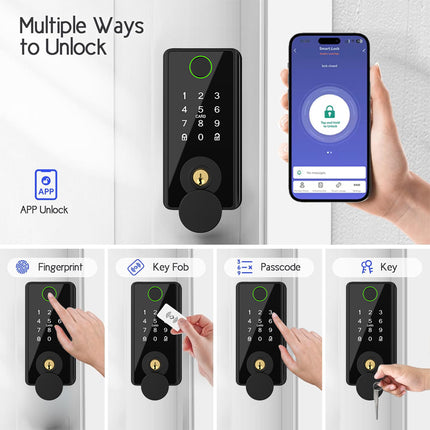 Bluetooth Smart Door Lock for Wooden Doors with Fingerprint, Card and App Control