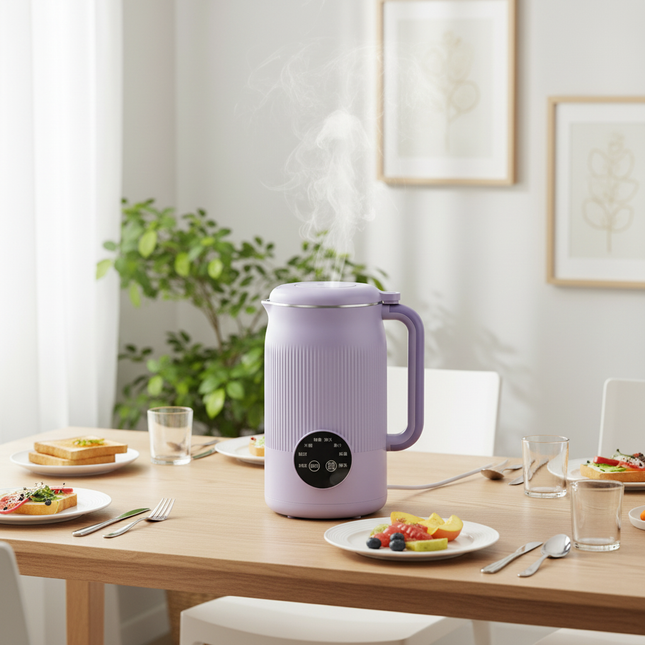 Multifunctional Electric Soy Milk and Soup Maker 1200ML with 6 Blades and Touch Control White