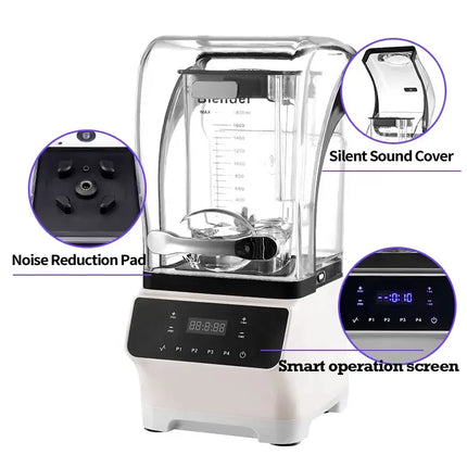 1.8L Commercial Blender with 8-Blade Stainless Steel Cutter, Digital Controls and Overload Protection