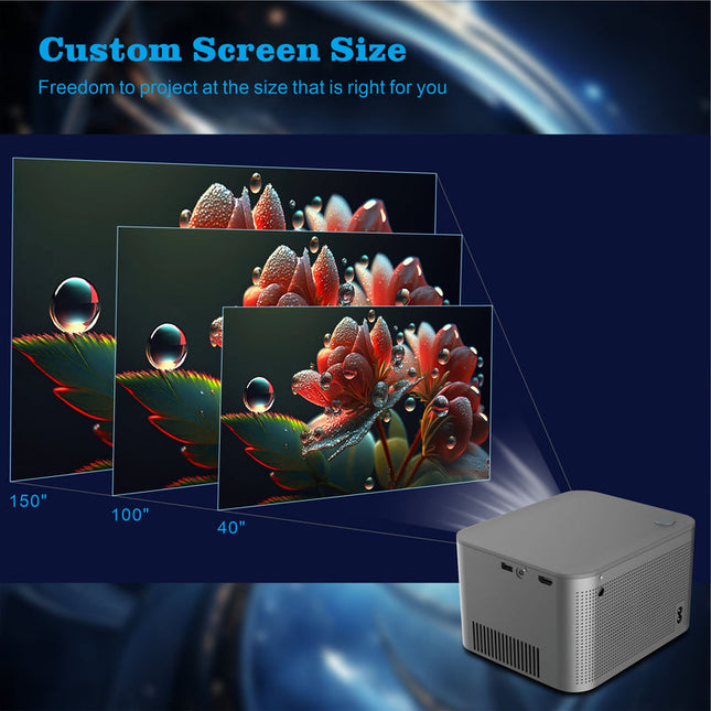 Compact Android 11 HD Projector 2GB RAM 32GB Storage Bluetooth 5.0 40–150” Display