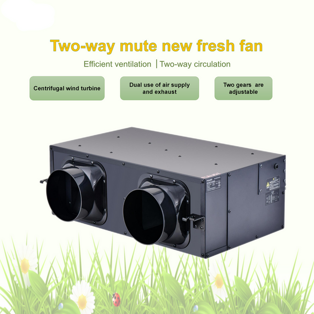 Compact Silent Duct Fan 100mm Two-Way Airflow Adjustable Speed Metal Housing Black