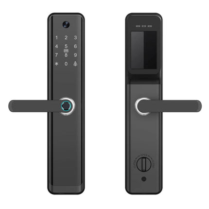 Smart WiFi Door Lock with Fingerprint, Password, Card & Mechanical Access, 3.5" Screen, HD Camera, Cloud Control
