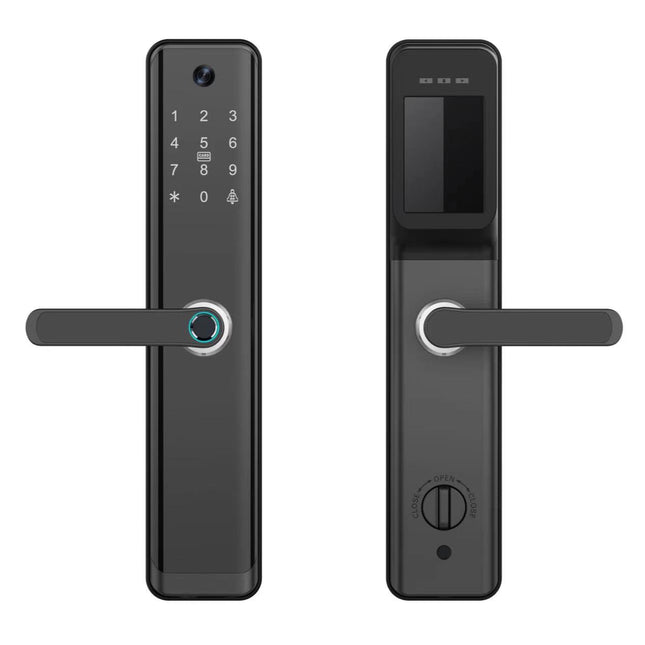Smart WiFi Door Lock with Fingerprint, Password, Card & Mechanical Access, 3.5" Screen, HD Camera, Cloud Control