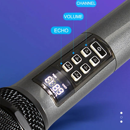 Portable Dual Wireless Microphones with Receiver, Charging Cable & Audio Adapter