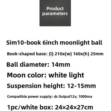 Magnetic Floating Moon Light with Elegant Book Base – Cordless LED Decor Lamp