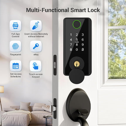 Bluetooth Smart Door Lock for Wooden Doors with Fingerprint, Card and App Control