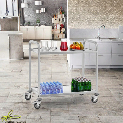 Stainless Steel 2-Tier Utility Cart 2/M/0.6mm for Home and Commercial Spaces
