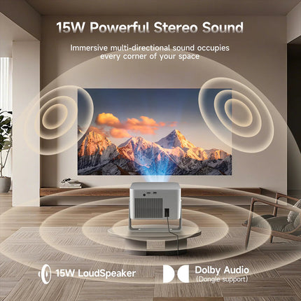 Portable Home Projector 1080P with Built-In Speaker & Screencast