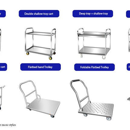 Stainless Steel 2-Tier Utility Cart 2/M/0.6mm for Home and Commercial Spaces