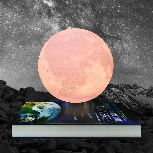 Magnetic Floating Moon Light with Elegant Book Base – Cordless LED Decor Lamp