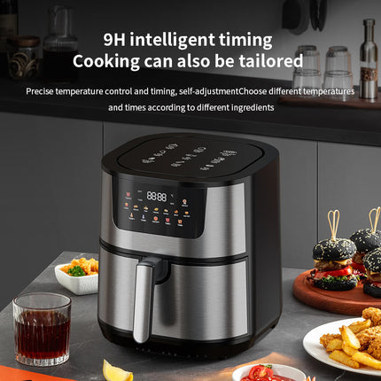 Stainless Steel Air Fryer 15L, 1500W Electric Hot Oven with Non-Stick Basket & Adjustable 80-200°C Temp