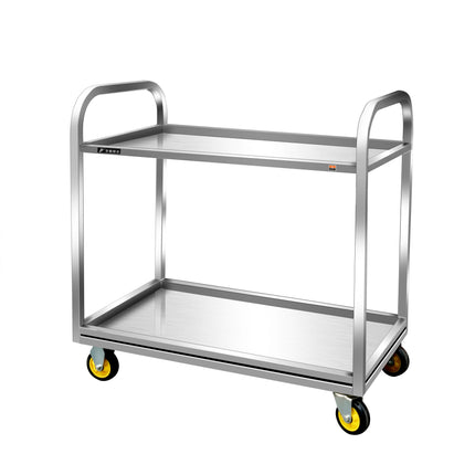 Stainless Steel 2-Tier Utility Cart 2/M/0.6mm for Home and Commercial Spaces