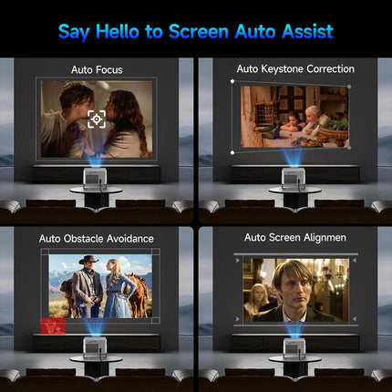 Portable Home Projector 1080P with Built-In Speaker & Screencast