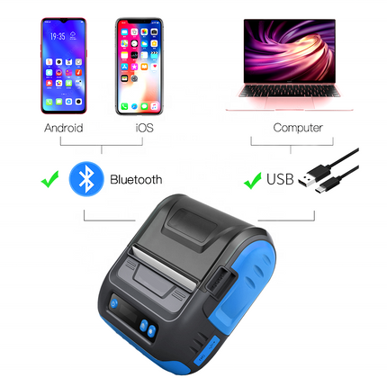 Cordless Bluetooth Receipt Printer 80mm Thermal Label Maker, 90mm/s