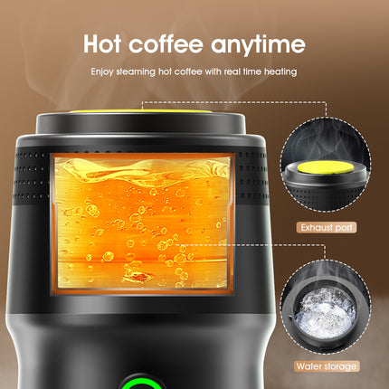 Portable 20 Bar Capsule Coffee Maker 0.6L Self-Heating & Cold Brew, Rechargeable for Car & Travel